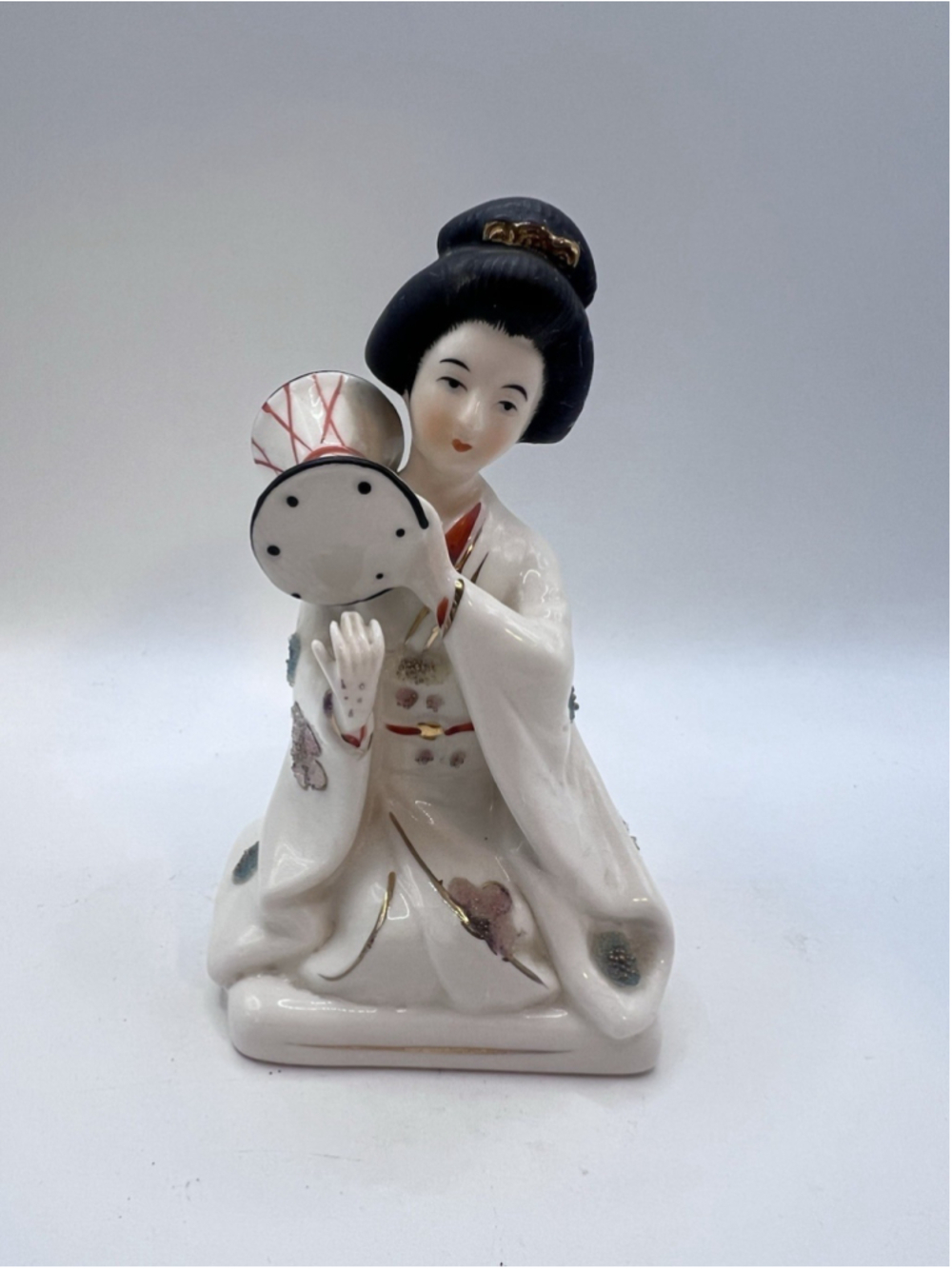 Vintage Napco Geisha Girl Asian Lady Figurine w/ Drum Ceramic Japan